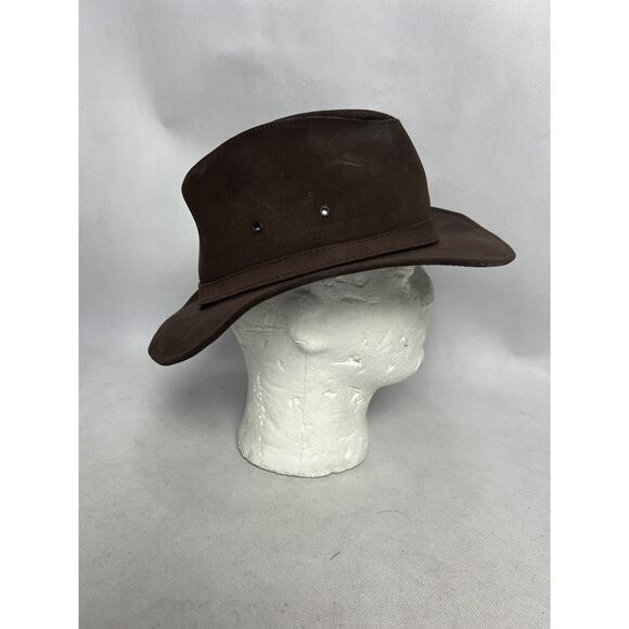 Minnetonka Genuine Leather Hat Size Large Brown Distressed - Picture 4 of 8